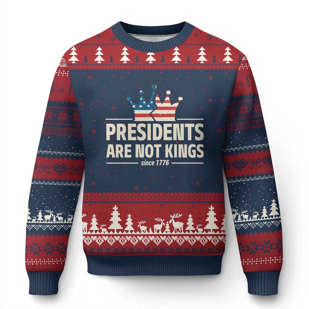 Presidents Are Not Kings Ugly Christmas Sweater Since 1776 American Flag TS02 Navy Red Print Your Wear