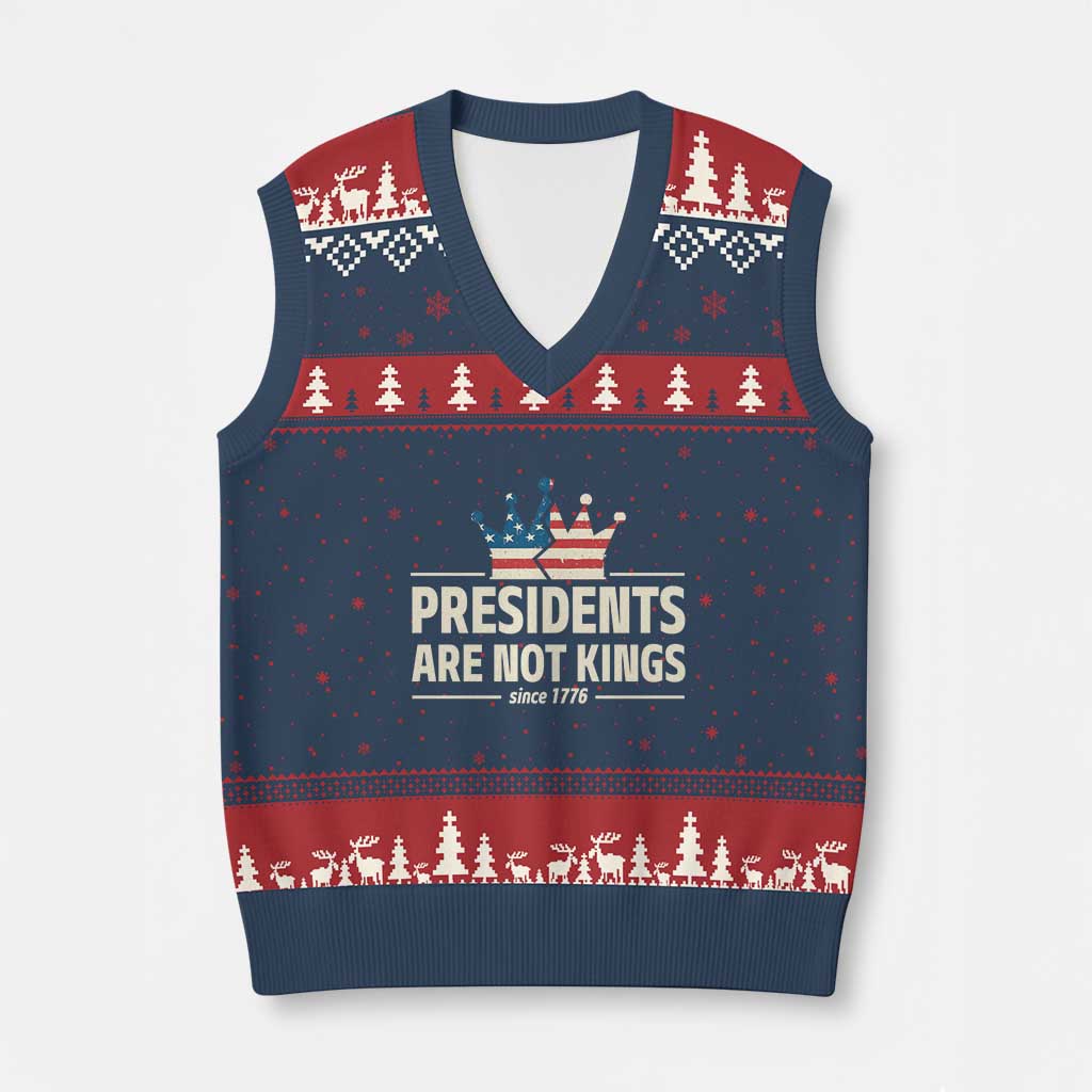 Presidents Are Not Kings V-Neck Knit Sweater Vest Since 1776 American Flag TS02 Navy Red Print Your Wear