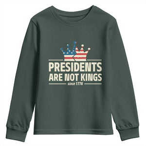 Presidents Are Not Kings Youth Sweatshirt Since 1776 American Flag TS02 Dark Forest Green Print Your Wear