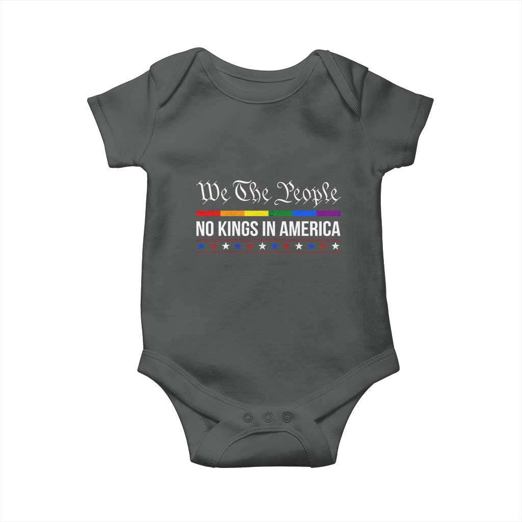 No Kings In America Baby Onesie We The People TS02 Dark Heather Print Your Wear