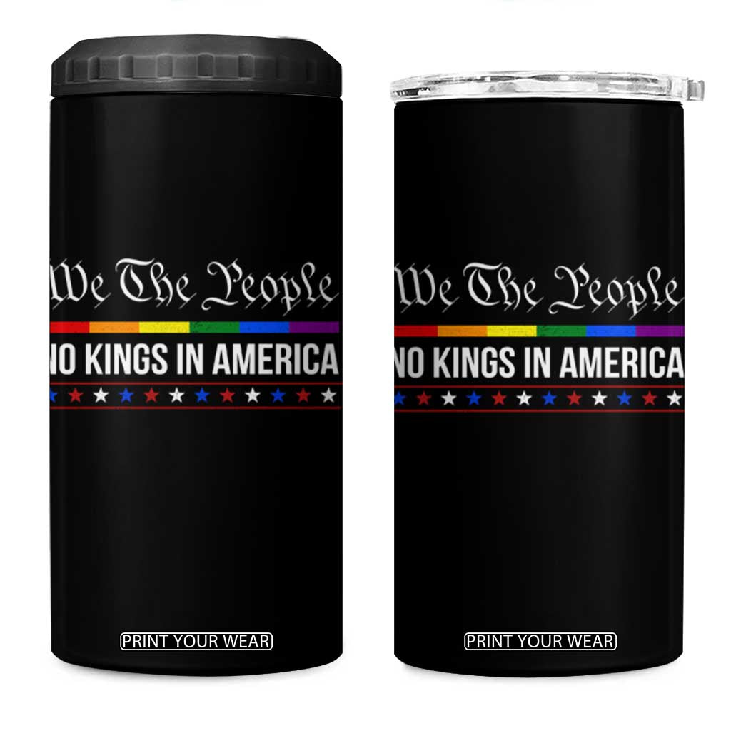 No Kings In America 4 in 1 Can Cooler Tumbler We The People TS02 One Size: 16 oz Black Print Your Wear