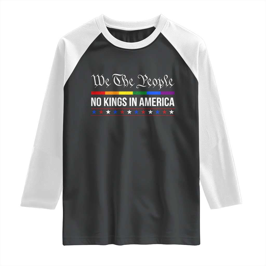 No Kings In America Raglan Shirt We The People TS02 Black White Print Your Wear