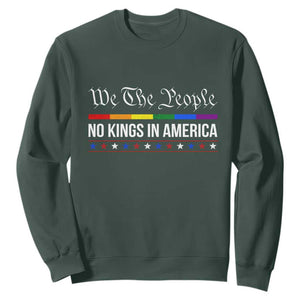 No Kings In America Sweatshirt We The People TS02 Dark Forest Green Print Your Wear
