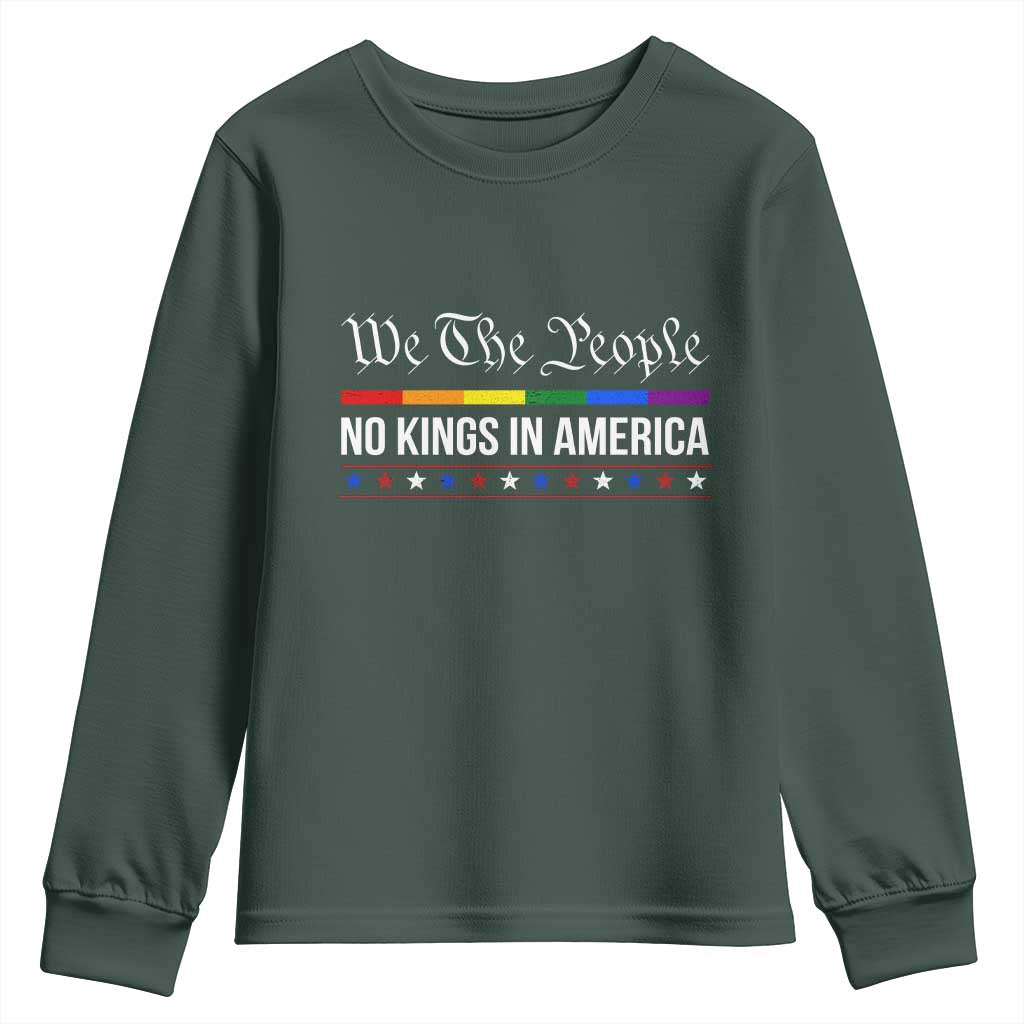 No Kings In America Youth Sweatshirt We The People TS02 Dark Forest Green Print Your Wear