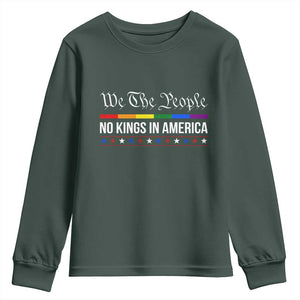 No Kings In America Youth Sweatshirt We The People TS02 Dark Forest Green Print Your Wear