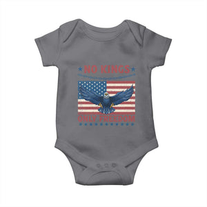 No Kings Only Freedom Baby Onesie American Flag Bald Eagle Retro Vintage TS02 Charcoal Print Your Wear