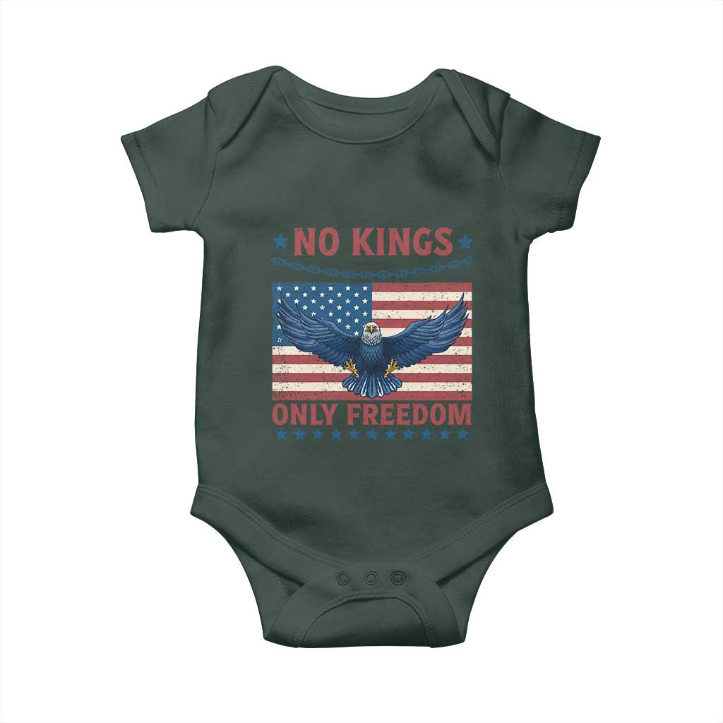 No Kings Only Freedom Baby Onesie American Flag Bald Eagle Retro Vintage TS02 Print Your Wear