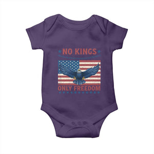 No Kings Only Freedom Baby Onesie American Flag Bald Eagle Retro Vintage TS02 Purple Print Your Wear