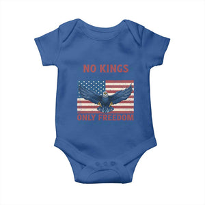 No Kings Only Freedom Baby Onesie American Flag Bald Eagle Retro Vintage TS02 Royal Blue Print Your Wear