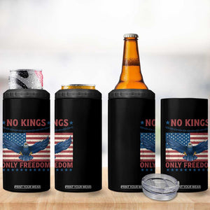 No Kings Only Freedom 4 in 1 Can Cooler Tumbler American Flag Bald Eagle Retro Vintage TS02 Print Your Wear