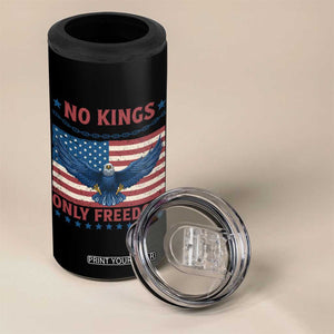 No Kings Only Freedom 4 in 1 Can Cooler Tumbler American Flag Bald Eagle Retro Vintage TS02 Print Your Wear