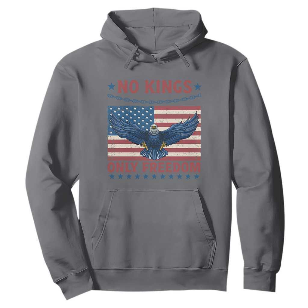 No Kings Only Freedom Hoodie American Flag Bald Eagle Retro Vintage TS02 Charcoal Print Your Wear