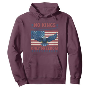 No Kings Only Freedom Hoodie American Flag Bald Eagle Retro Vintage TS02 Maroon Print Your Wear