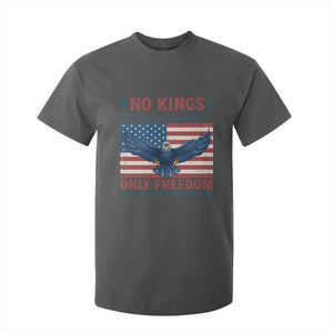 No Kings Only Freedom T Shirt For Kid American Flag Bald Eagle Retro Vintage TS02 Dark Heather Print Your Wear