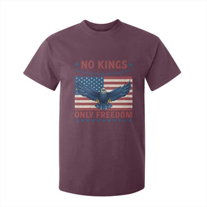 No Kings Only Freedom T Shirt For Kid American Flag Bald Eagle Retro Vintage TS02 Maroon Print Your Wear