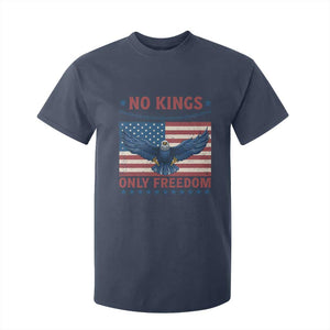 No Kings Only Freedom T Shirt For Kid American Flag Bald Eagle Retro Vintage TS02 Navy Print Your Wear