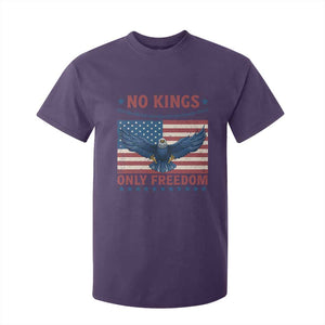 No Kings Only Freedom T Shirt For Kid American Flag Bald Eagle Retro Vintage TS02 Purple Print Your Wear