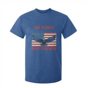 No Kings Only Freedom T Shirt For Kid American Flag Bald Eagle Retro Vintage TS02 Royal Blue Print Your Wear