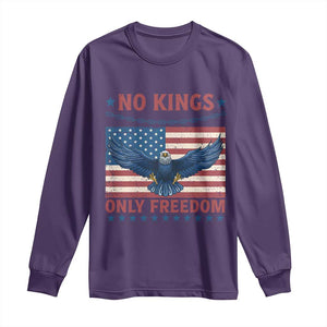 No Kings Only Freedom Long Sleeve Shirt American Flag Bald Eagle Retro Vintage TS02 Purple Print Your Wear