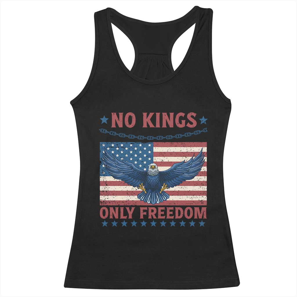 No Kings Only Freedom Racerback Tank Top American Flag Bald Eagle Retro Vintage TS02 Black Print Your Wear