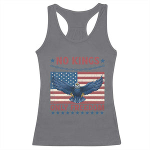 No Kings Only Freedom Racerback Tank Top American Flag Bald Eagle Retro Vintage TS02 Charcoal Print Your Wear