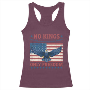 No Kings Only Freedom Racerback Tank Top American Flag Bald Eagle Retro Vintage TS02 Maroon Print Your Wear