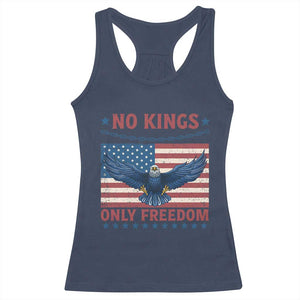 No Kings Only Freedom Racerback Tank Top American Flag Bald Eagle Retro Vintage TS02 Navy Print Your Wear