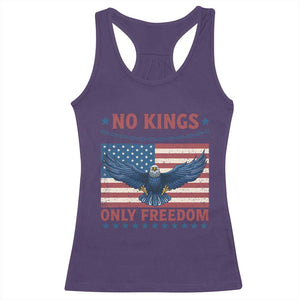 No Kings Only Freedom Racerback Tank Top American Flag Bald Eagle Retro Vintage TS02 Purple Print Your Wear