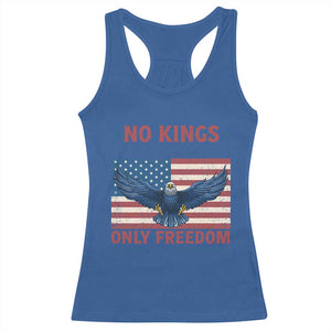 No Kings Only Freedom Racerback Tank Top American Flag Bald Eagle Retro Vintage TS02 Royal Blue Print Your Wear