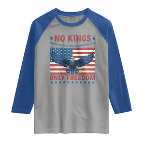 No Kings Only Freedom Raglan Shirt American Flag Bald Eagle Retro Vintage TS02 Sport Gray Royal Print Your Wear