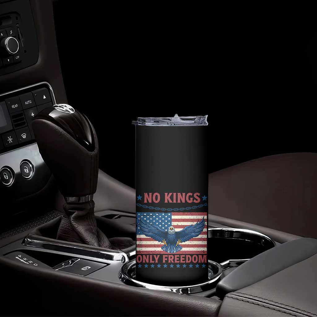 No Kings Only Freedom Skinny Tumbler American Flag Bald Eagle Retro Vintage TS02 Print Your Wear