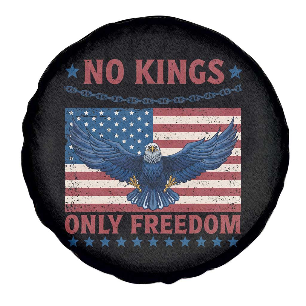 No Kings Only Freedom Spare Tire Cover American Flag Bald Eagle Retro Vintage TS02 Print Your Wear