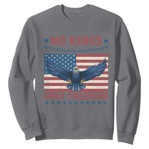 No Kings Only Freedom Sweatshirt American Flag Bald Eagle Retro Vintage TS02 Charcoal Print Your Wear