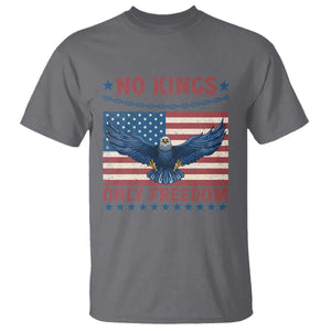 No Kings Only Freedom T Shirt American Flag Bald Eagle Retro Vintage TS02 Charcoal Print Your Wear