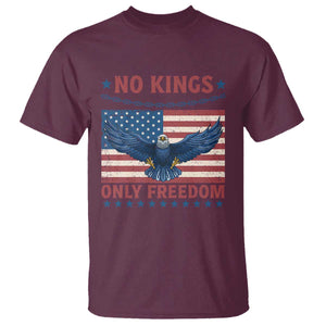 No Kings Only Freedom T Shirt American Flag Bald Eagle Retro Vintage TS02 Maroon Print Your Wear