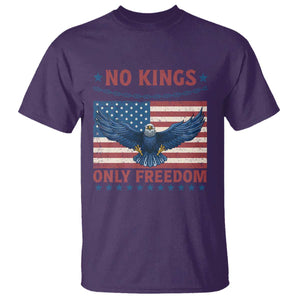 No Kings Only Freedom T Shirt American Flag Bald Eagle Retro Vintage TS02 Purple Print Your Wear