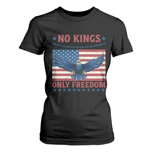 No Kings Only Freedom T Shirt For Women American Flag Bald Eagle Retro Vintage TS02 Black Print Your Wear