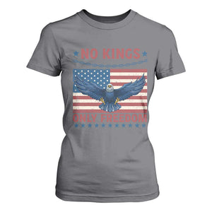 No Kings Only Freedom T Shirt For Women American Flag Bald Eagle Retro Vintage TS02 Charcoal Print Your Wear