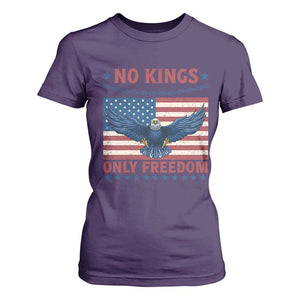 No Kings Only Freedom T Shirt For Women American Flag Bald Eagle Retro Vintage TS02 Purple Print Your Wear