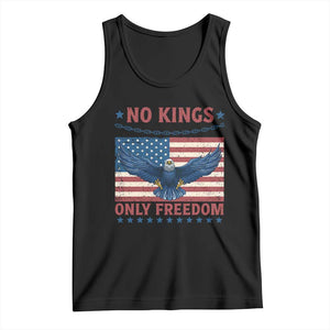 No Kings Only Freedom Tank Top American Flag Bald Eagle Retro Vintage TS02 Black Print Your Wear