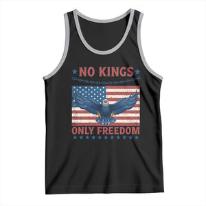 No Kings Only Freedom Tank Top American Flag Bald Eagle Retro Vintage TS02 Black Athletic Heather Print Your Wear
