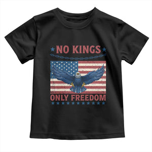 No Kings Only Freedom Toddler T Shirt American Flag Bald Eagle Retro Vintage TS02 Black Print Your Wear