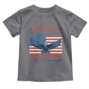 No Kings Only Freedom Toddler T Shirt American Flag Bald Eagle Retro Vintage TS02 Charcoal Print Your Wear
