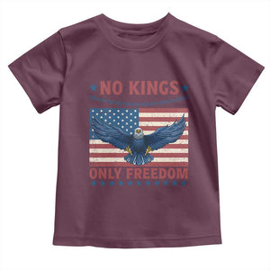 No Kings Only Freedom Toddler T Shirt American Flag Bald Eagle Retro Vintage TS02 Maroon Print Your Wear