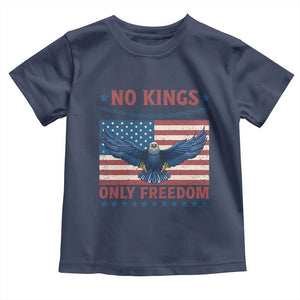 No Kings Only Freedom Toddler T Shirt American Flag Bald Eagle Retro Vintage TS02 Navy Print Your Wear