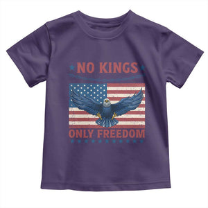 No Kings Only Freedom Toddler T Shirt American Flag Bald Eagle Retro Vintage TS02 Purple Print Your Wear