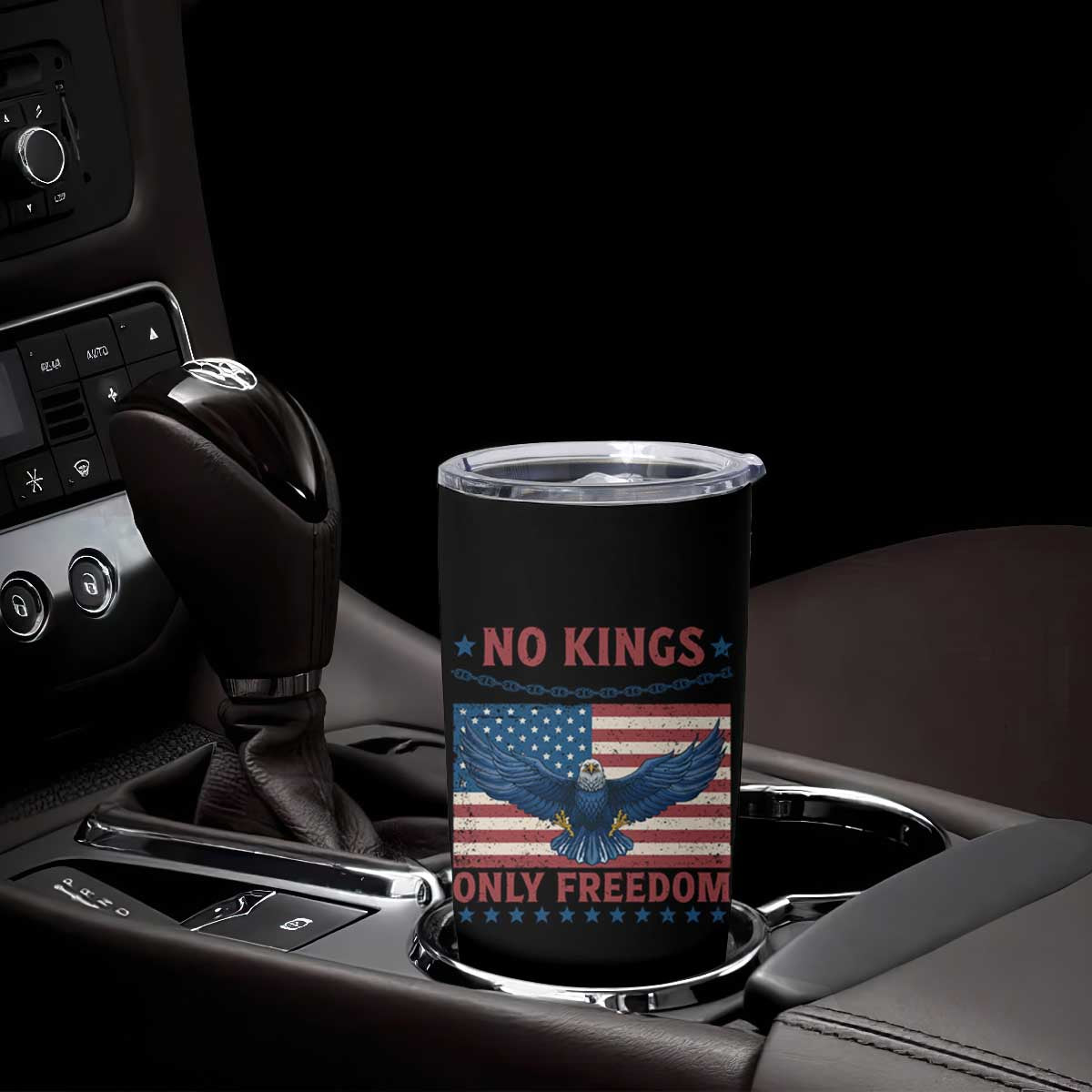 No Kings Only Freedom Tumbler Cup American Flag Bald Eagle Retro Vintage TS02 Print Your Wear