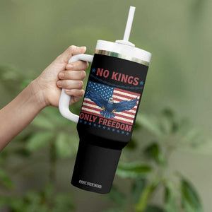 No Kings Only Freedom Tumbler With Handle American Flag Bald Eagle Retro Vintage TS02 Print Your Wear