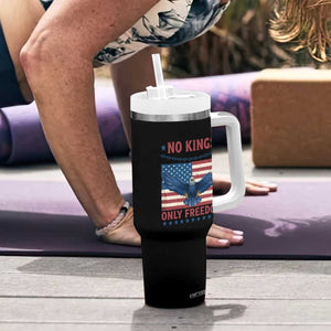 No Kings Only Freedom Tumbler With Handle American Flag Bald Eagle Retro Vintage TS02 Print Your Wear