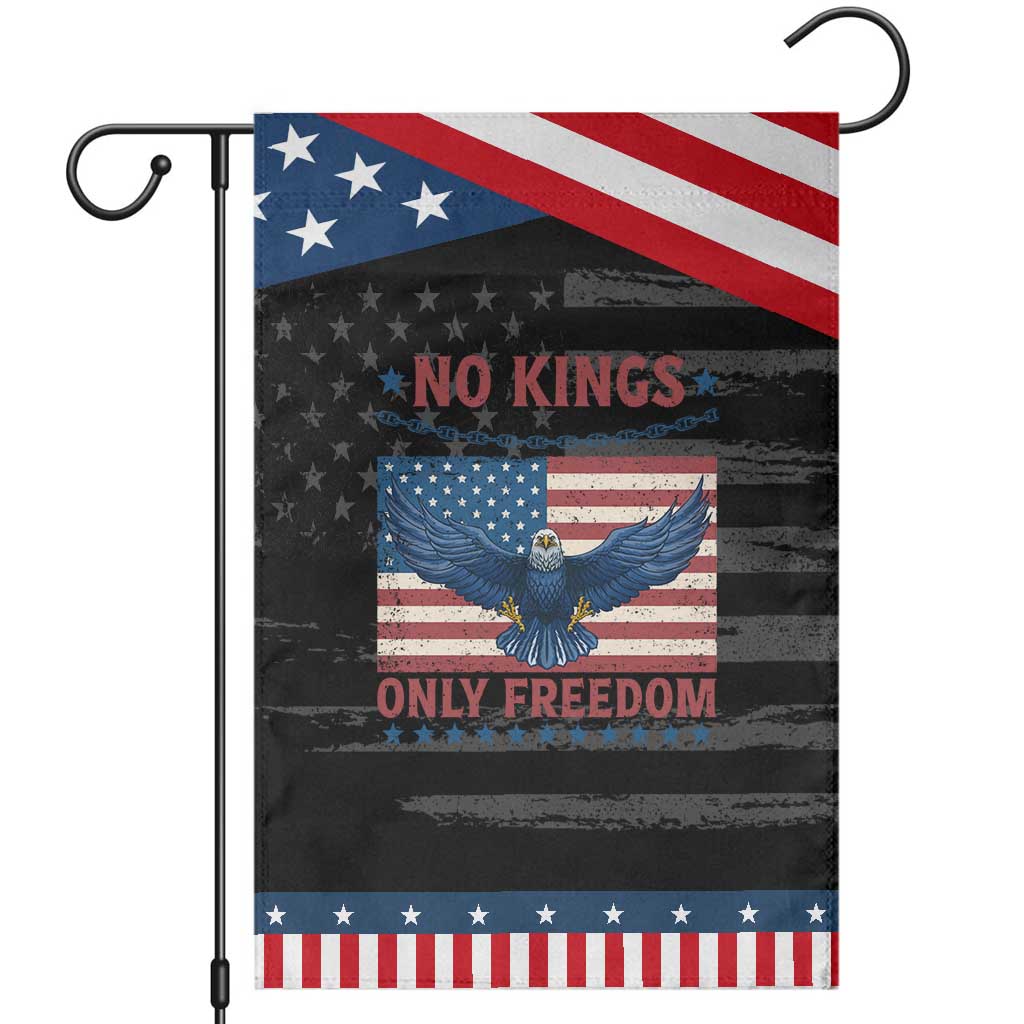 No Kings Only Freedom Garden Flag American Flag Bald Eagle Retro Vintage TS02 Distressed Black Blue Print Your Wear